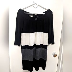Tiana B. Black, Grey and white Midi Sweater Dress